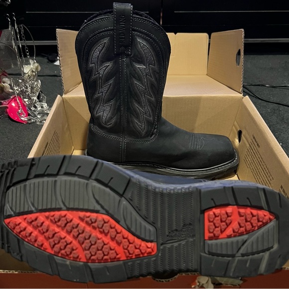 LIKE NEW MENS REDWING BLACK STEEL TOE COWBOY WORK BOOTS SZ 8D - Picture 5 of 7